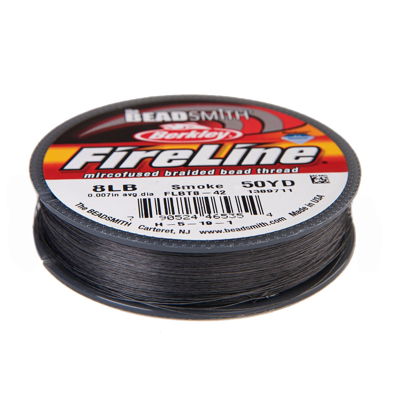 The Beadsmith Fireline by Berkley – Micro-Fused Braided Thread – 8lb. Test, .007”/.17mm Diameter, 50 Yard Spool, Smoke Grey – Super Strong Stringing Material for Jewelry Making and Bead Weaving